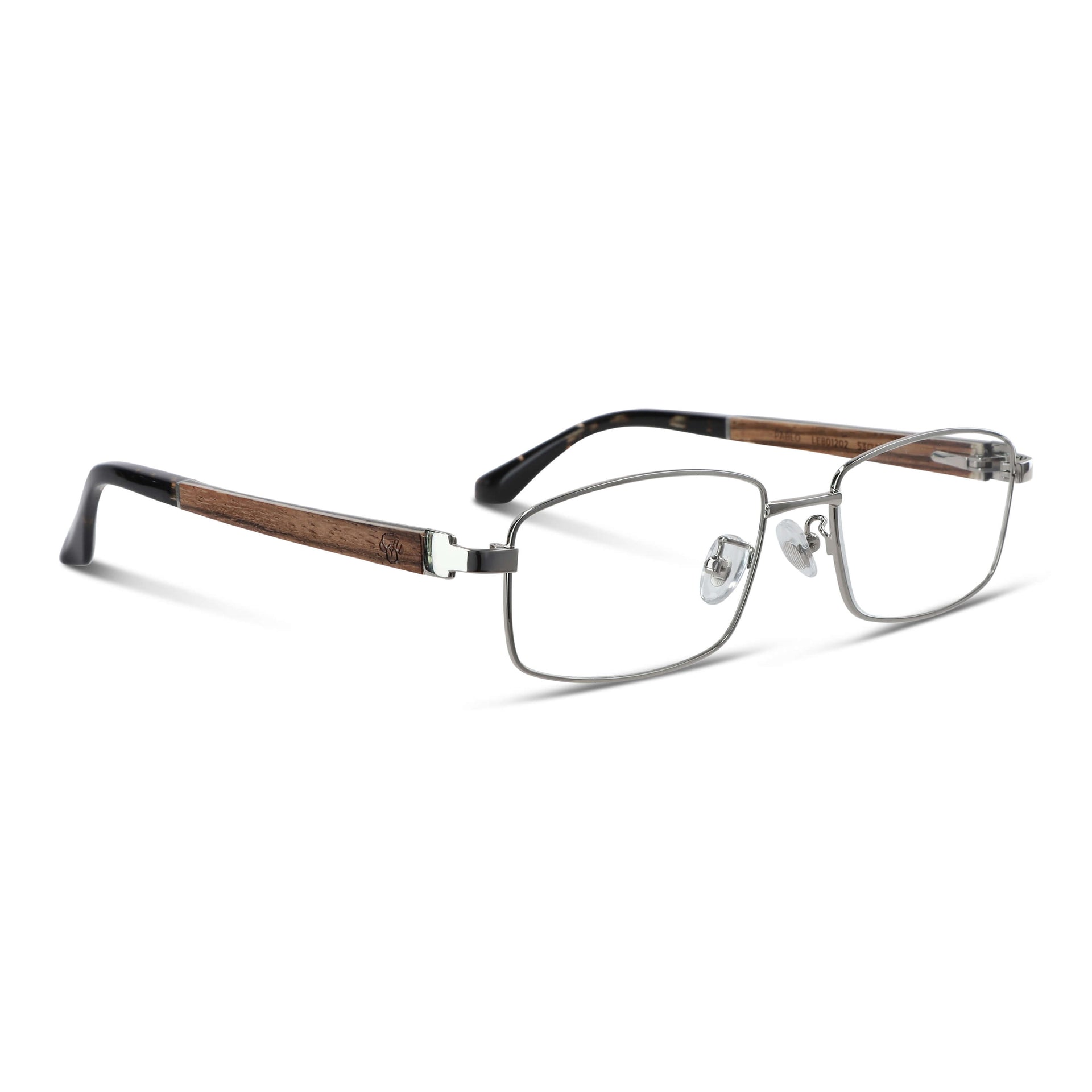 Pablo lentes con receta plateado vista angulada 3/4 para mujer #color_plateado