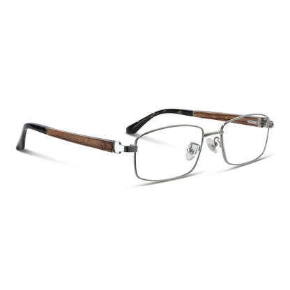 Pablo lentes con receta plateado vista angulada 3/4 para mujer #color_plateado