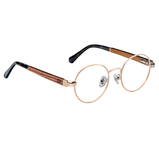 marcos lentes opticos redondos color dorado pata de madera armazon de metal  filtro azul hombre mujer #color_dorado