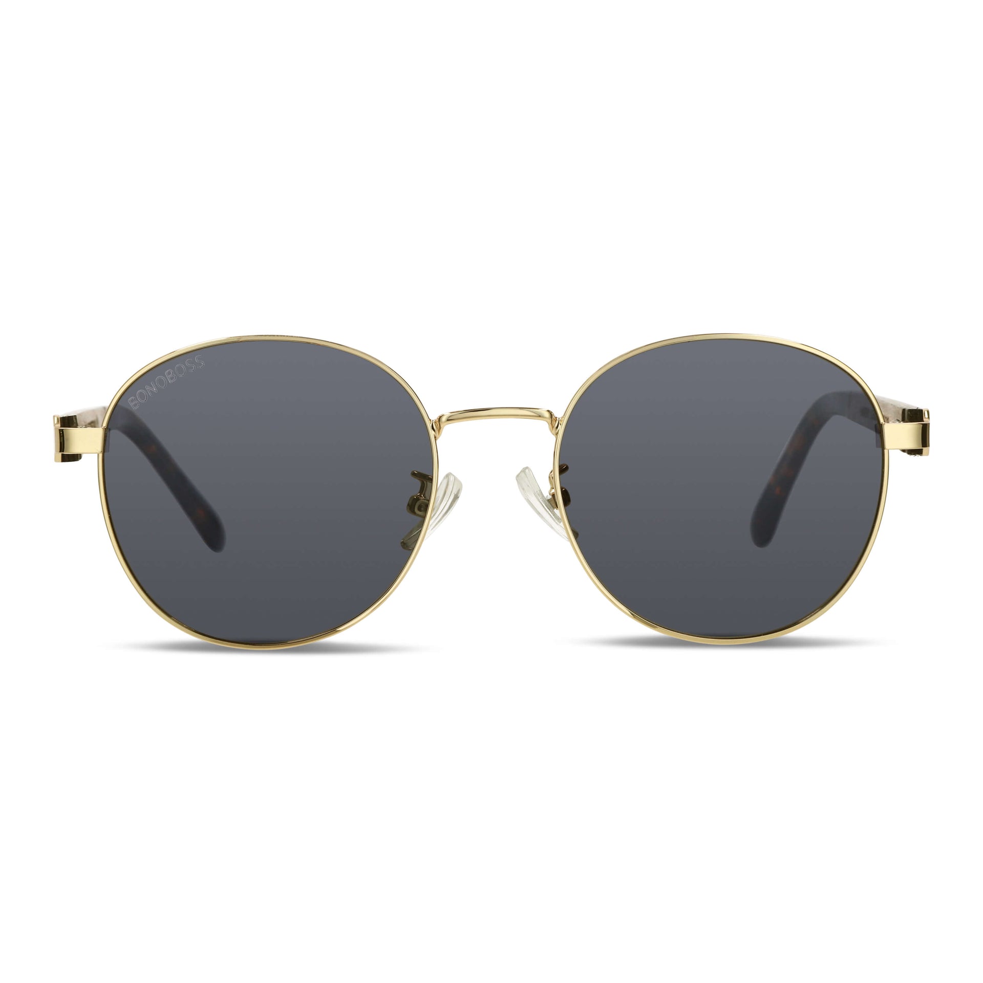 Lentes antejos de sol polarizados e acero dorados color negro para hombre y mujer #color_negro