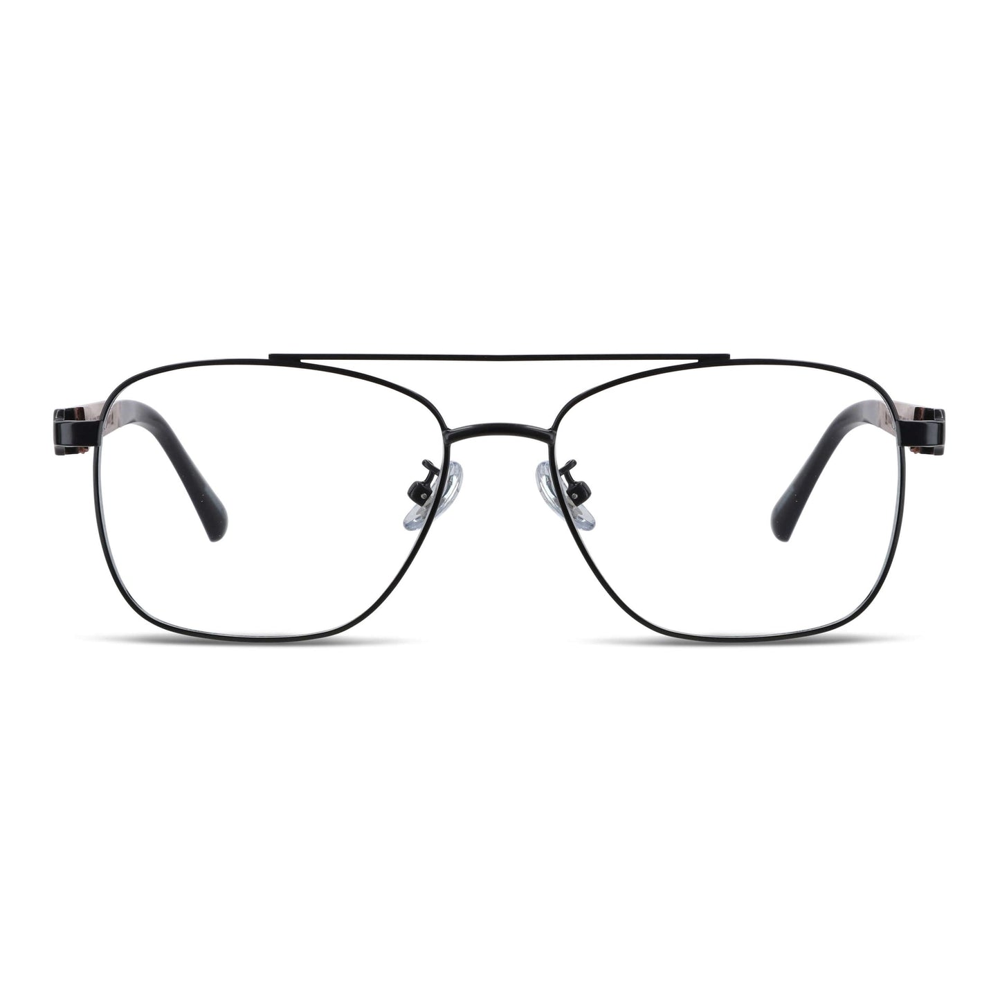 Tito lentes ópticos negro vista angulada 3/4 diseño universal #color_negro