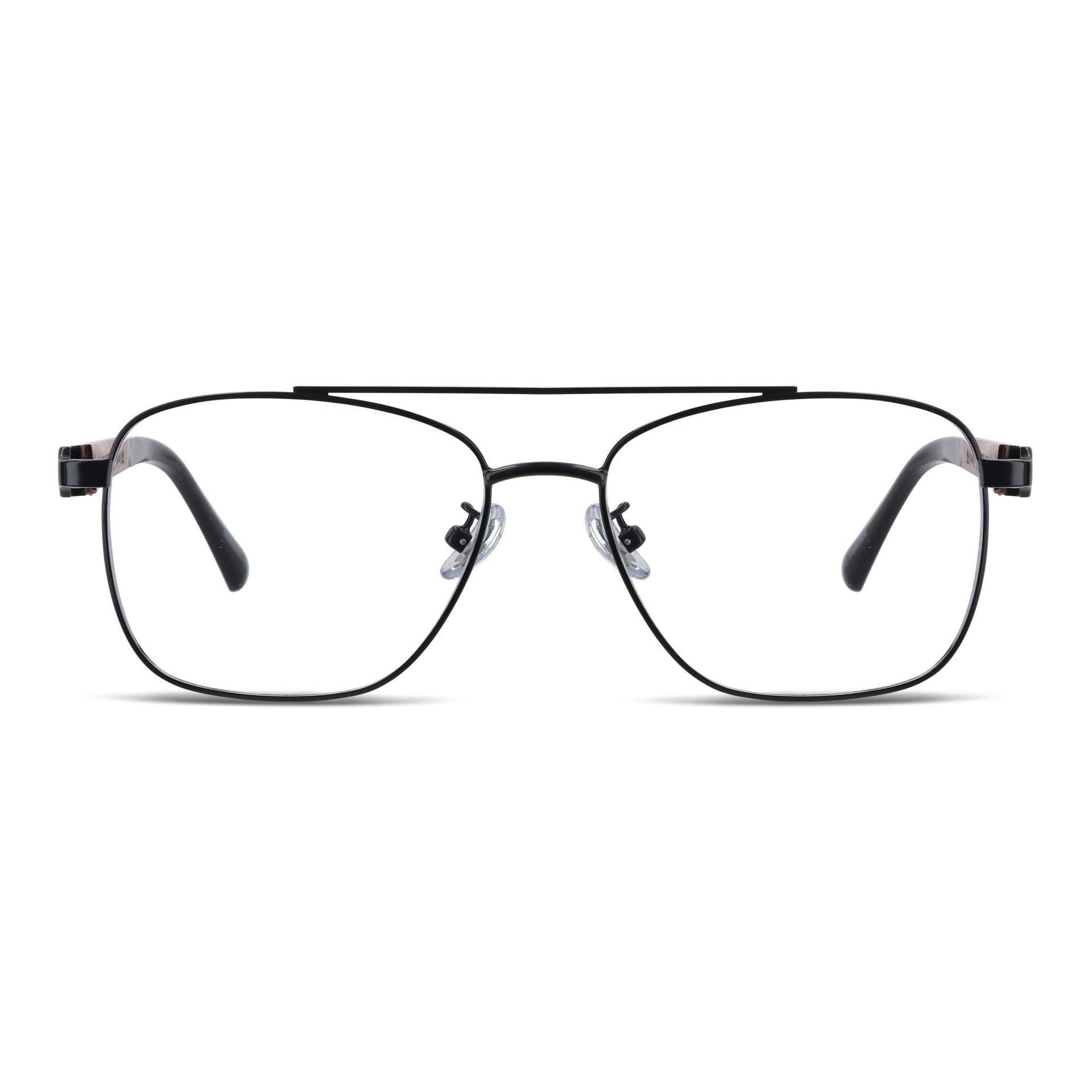 Tito lentes ópticos negro vista angulada 3/4 diseño universal #color_negro