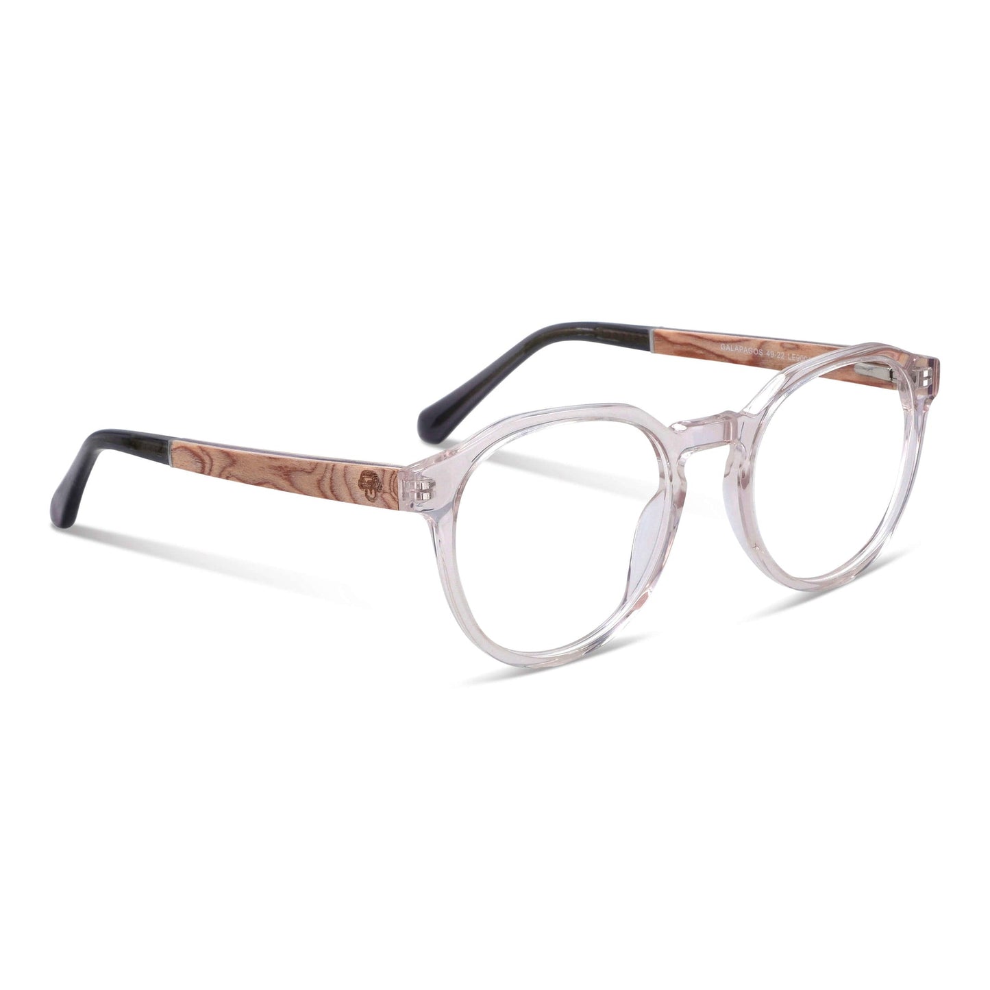 anteojos armazones ópticos acetato reciclado plastico pata de madera natural para hombre y mujer de cara ovalada grande moda sustentable #color_transparente