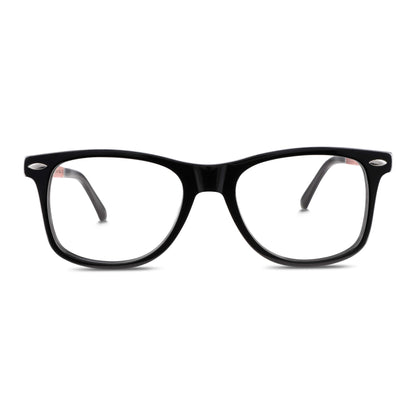 Acacia armazones anteojos ovalados para hombre y mujer de cara redonda en color negro vista frontal#color_negro