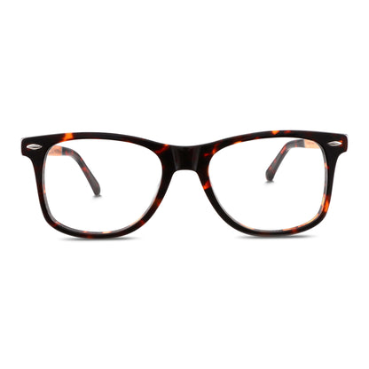 Acacia armazones anteojos ópticos con receta y filtro de luz azul de forma ovalada y color carey con patas de madera natural reciclada sustentable para hombre y mujer de cara redonda en color carey vista frontal#color_carey