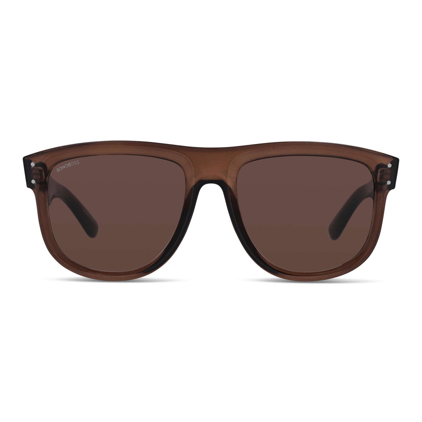 Vista frontal de GirlFriend Reverse anteojos de sol color café para mujer #color_brown