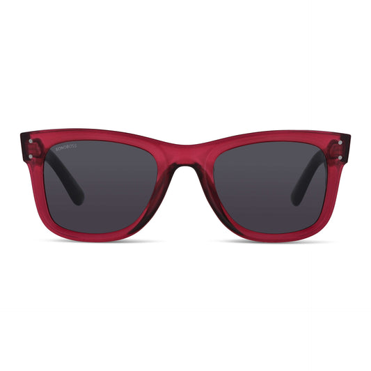 Acacia Reverse anteojos de sol rosado suave de frente con madera natural #color_rosado