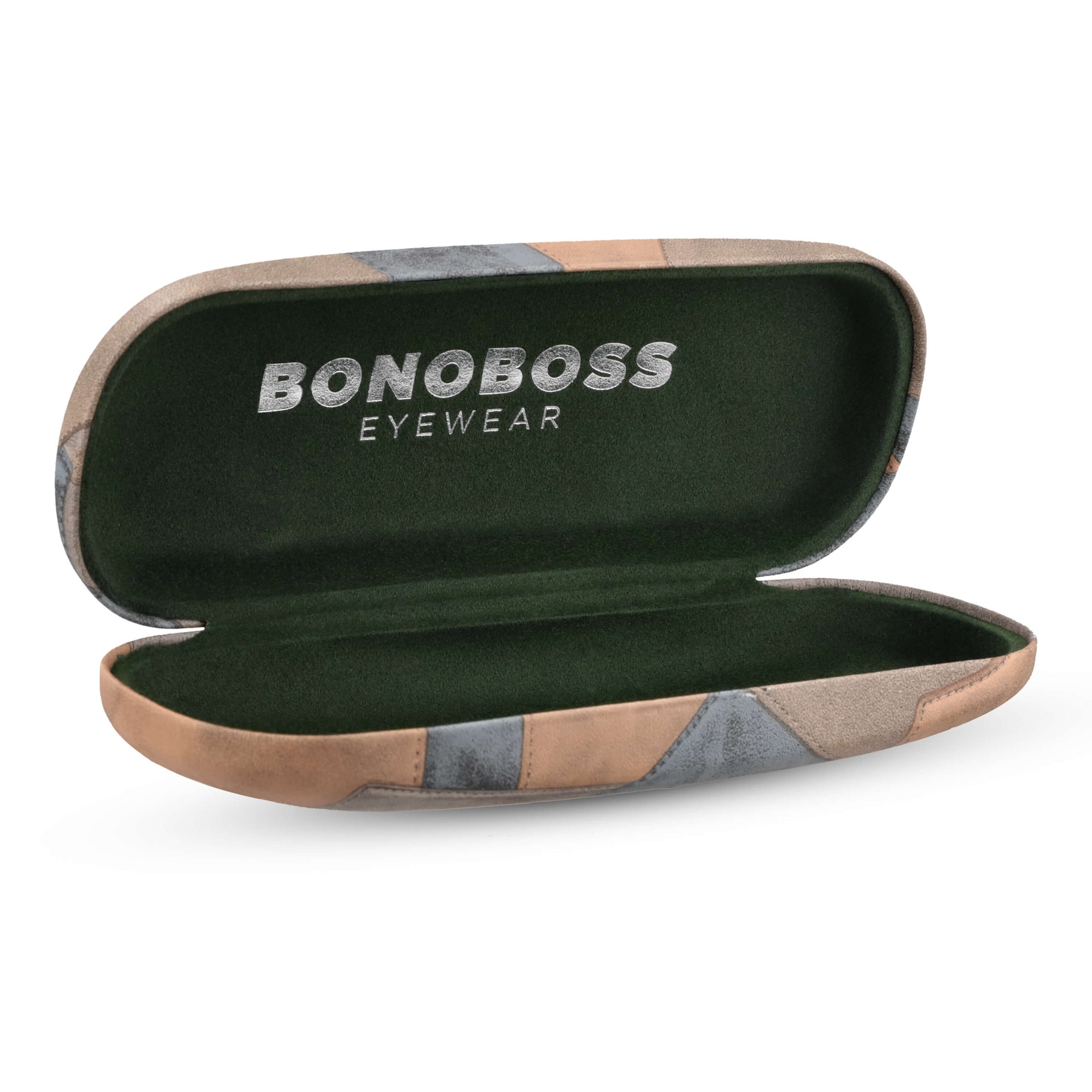 estuche almeja para anteojos gafas lentes opticos de lectura tipo almeja duro distribuidor mayorista color cafe con microfibra interior verde #color_cafe