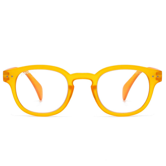 anteojo lectura filtro azul color amarillo redondeado para hombre mujer moda sustentable botellas plasticas recicladas  