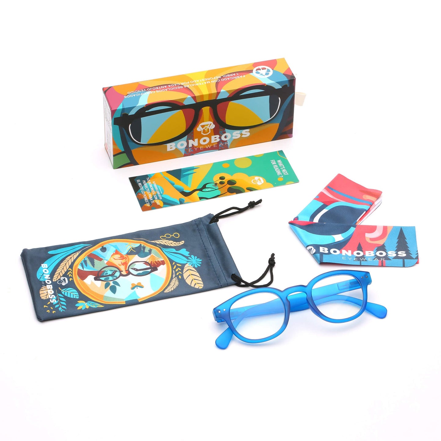 Lentes lectura Hawaii Azul redondos filtro luz azul proteccion UV400 antirreflejo azul mate unisex Bonoboss #editorial_detail2 #color_default