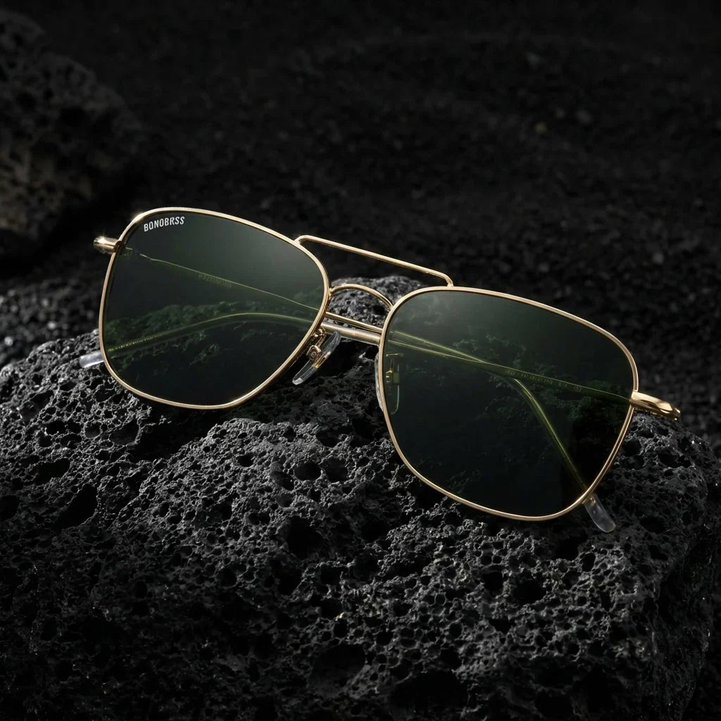 Lentes sol Commander Reverse polarizados UV400 sobre roca volcanica textura natural Bonoboss #color_g15
