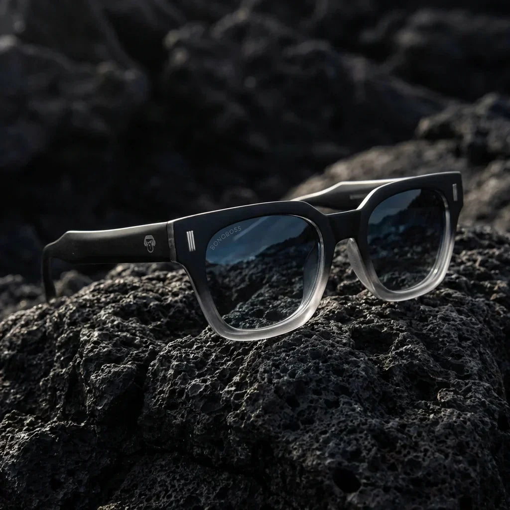 Lentes sol Osorno RPET polarizados UV400 fotografia editorial Bonoboss #color_degrade-azul