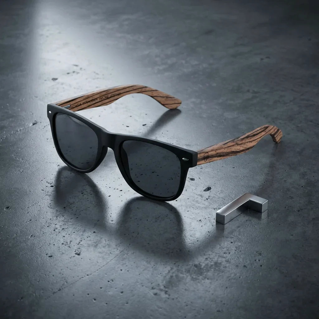 Lentes sol Acacia Designer's polarizados UV400 sobre concreto urbano textura industrial Bonoboss #color_fisherman