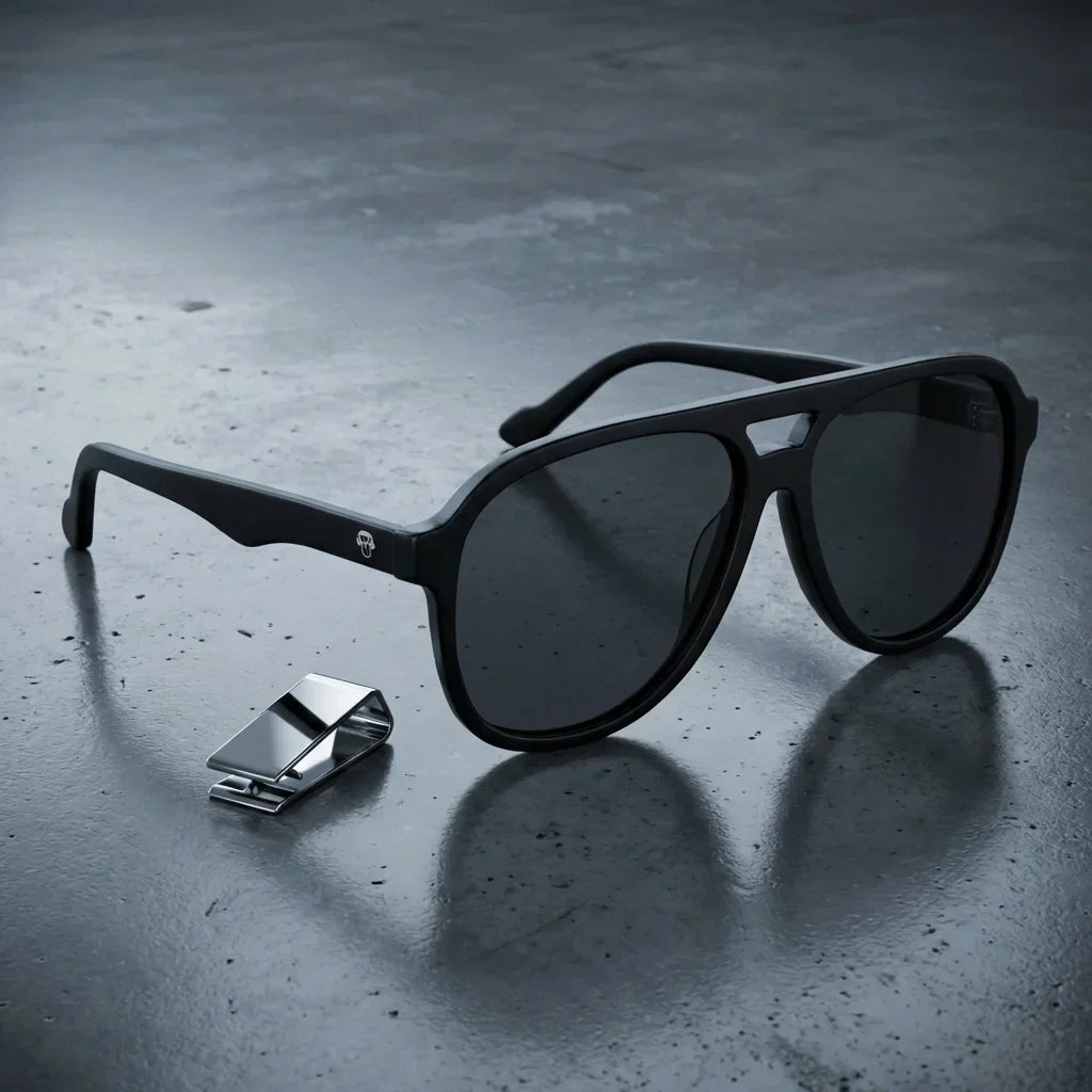 Vista frontal de Orson gafas polarizadas color negro para hombre y mujer #color_negro