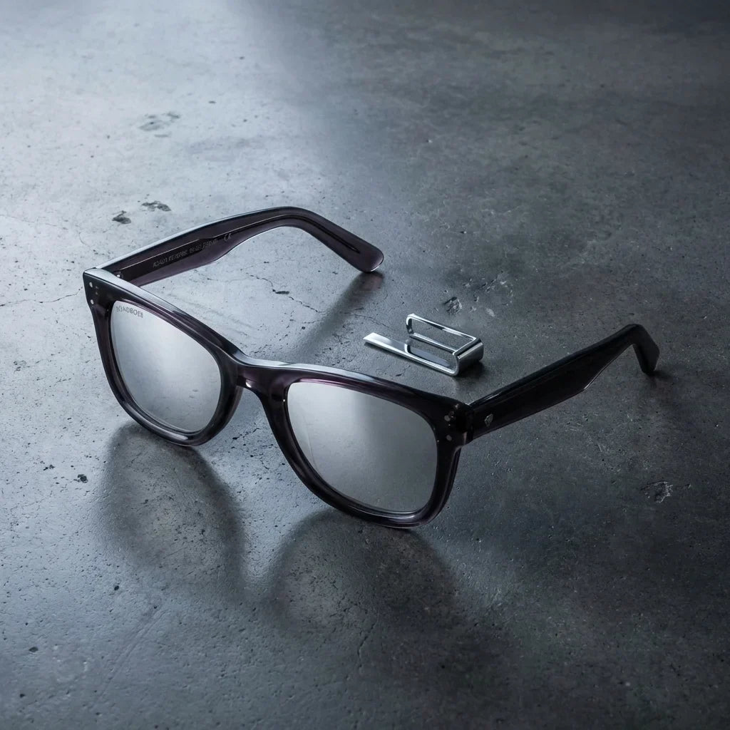 Primer plano frontal Acacia Reverse gafas polarizadas cristal espejado gris #color_espejado-gris