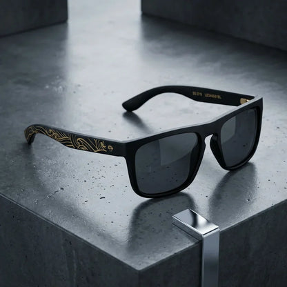 Lentes sol Lautaro Dark Designer's polarizados UV400 sobre concreto urbano textura industrial Bonoboss #editorial_detail2 #color_waves