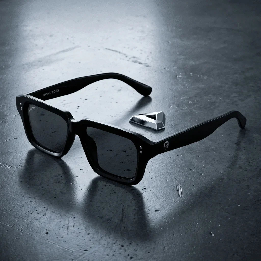 Lentes sol Verona polarizados UV400 sobre concreto urbano textura industrial Bonoboss #color_dark