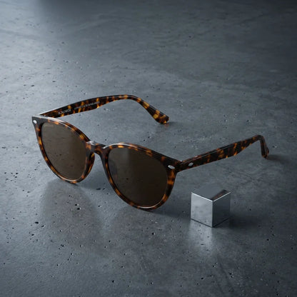 Lentes sol Henua polarizados UV400 sobre concreto urbano textura industrial Bonoboss #color_carey