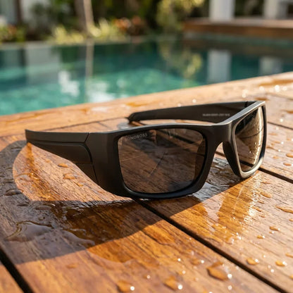Salmon Seeker gafas polarizadas con acabado premium vista frontal negro dark #color_dark