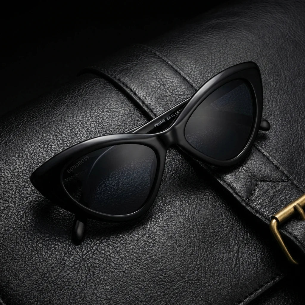 Vista frontal Femme Black gafas de sol color negro clásico #color_negro