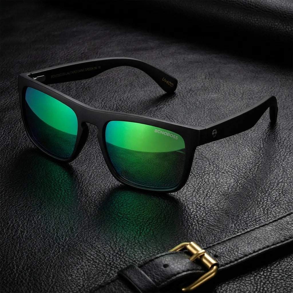 Espejado verde Lautaro Dark anteojos de sol vista de frente unisex #color_espejado-verde