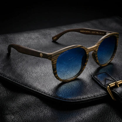 Meli Ebony lentes de sol madera premium gradiente azul vista frontal #color_degrade-azul
