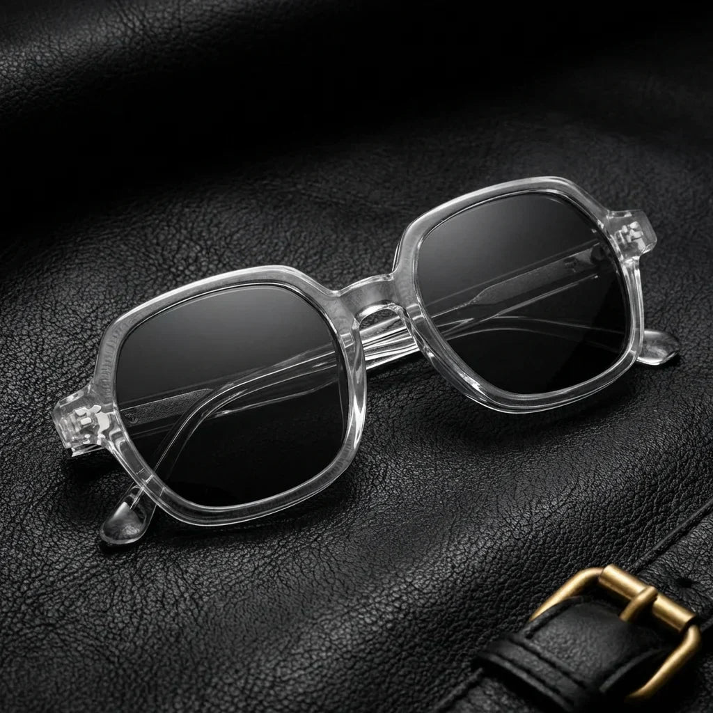 Canarias lentes de sol hombre premium marco transparente vista frontal #color_transparente