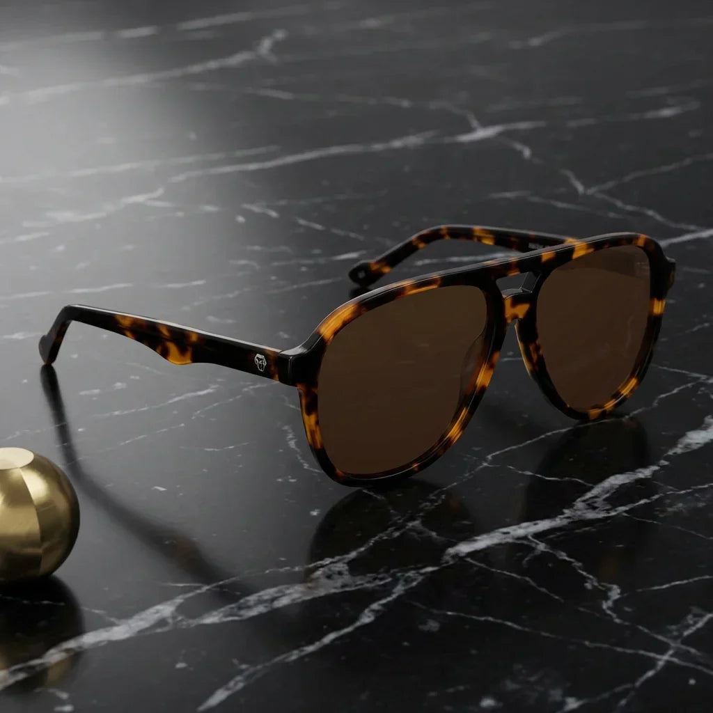 Orson en carey tortoise lentes polarizados de frente patas de madera #color_carey