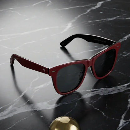 Lentes sol Valencia polarizados UV400 sobre marmol negro superficie elegante Bonoboss #color_rojo