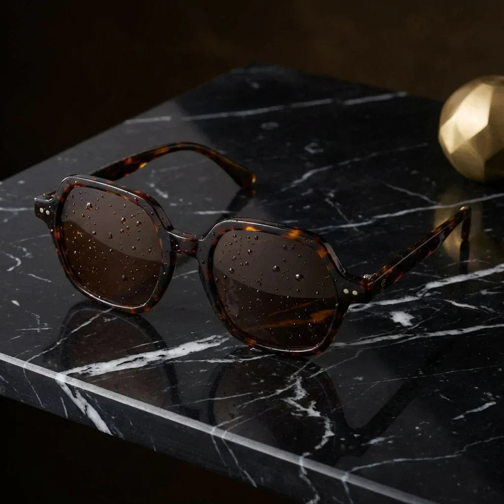 Lentes sol Canarias polarizados UV400 sobre marmol negro superficie elegante Bonoboss #color_carey