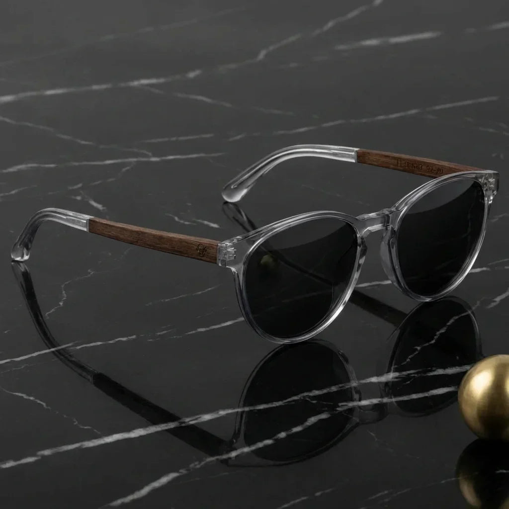 Lentes sol Chiloé 220 polarizados UV400 sobre marmol negro superficie elegante Bonoboss #color_transparente