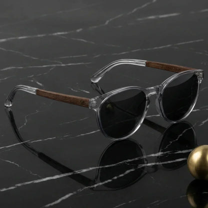 Lentes sol Chiloé 220 polarizados UV400 sobre marmol negro superficie elegante Bonoboss #color_transparente