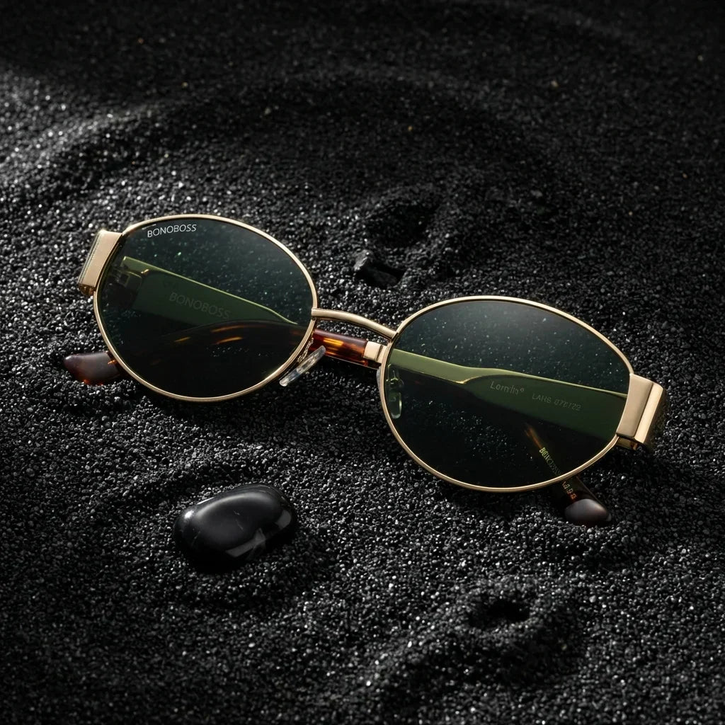 Lentes sol New Lennon polarizados UV400 bio-acetato g15 sobre arena negra textura volcanica contraste Bonoboss #editorial_polarizado #color_g15