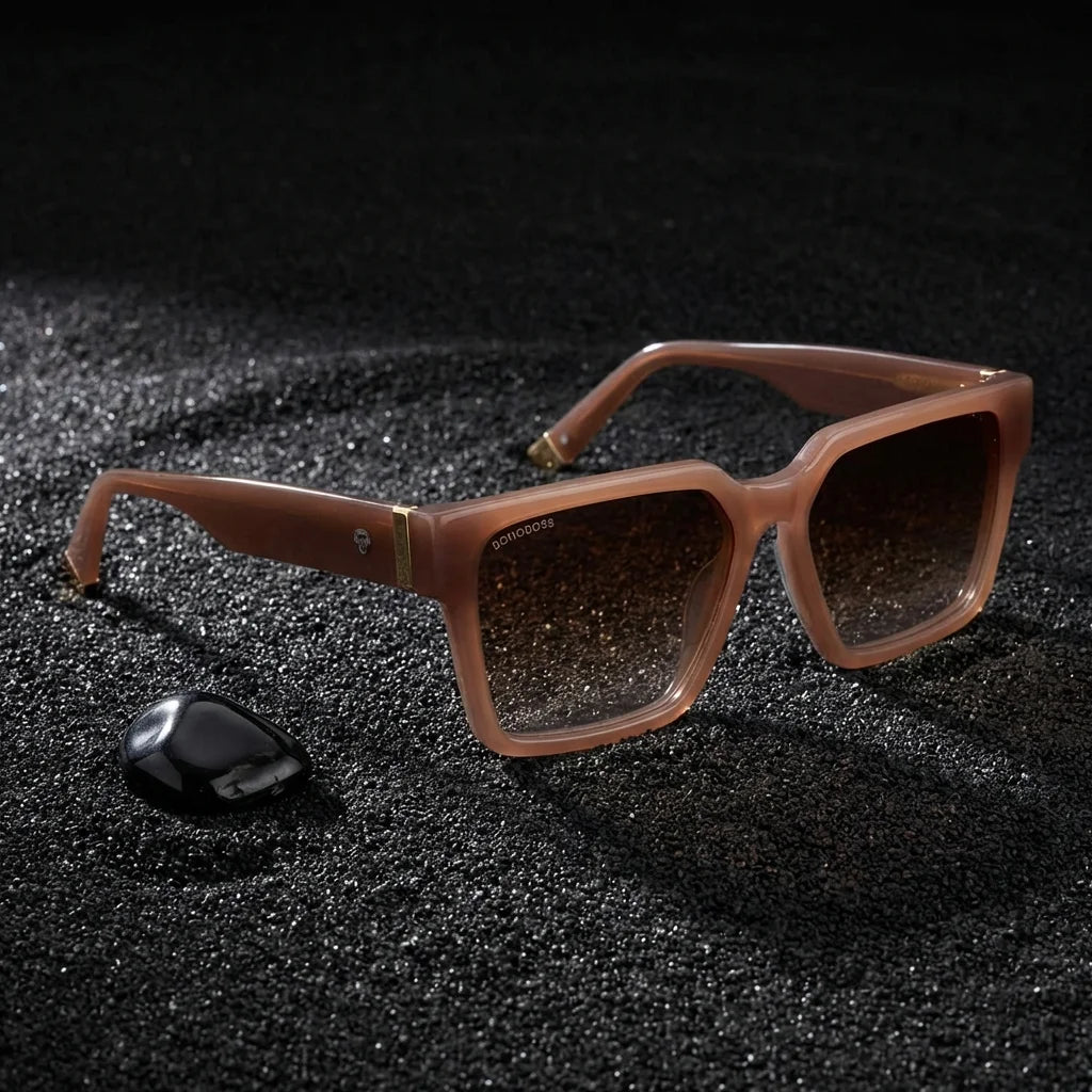 Lentes sol Montenegro polarizados UV400 sobre arena negra volcanica Bonoboss #color_brown