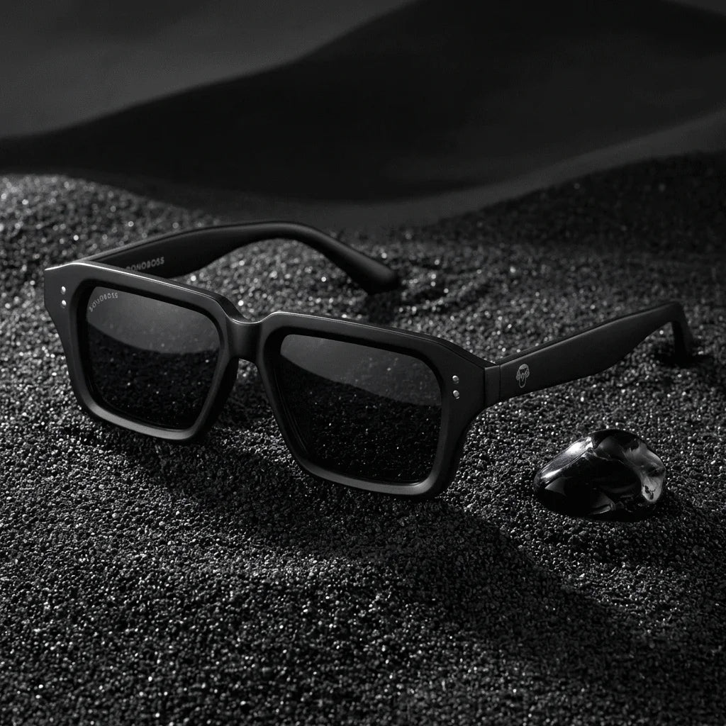Lentes sol Verona polarizados UV400 sobre arena negra volcanica Bonoboss #color_dark
