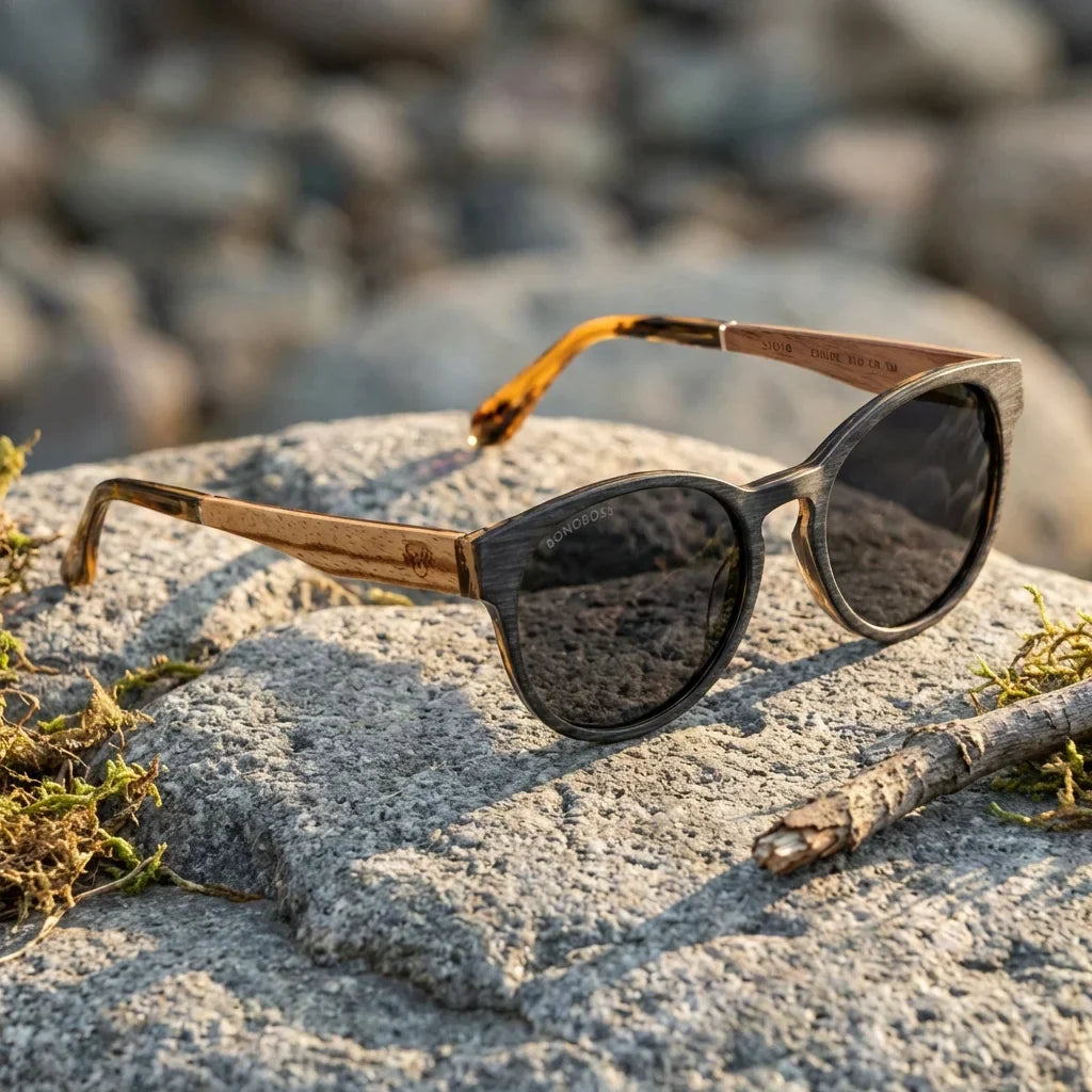 Lentes sol Chiloé 110 Wood polarizados UV400 paisaje patagonico naturaleza sustentable Bonoboss #color_gris