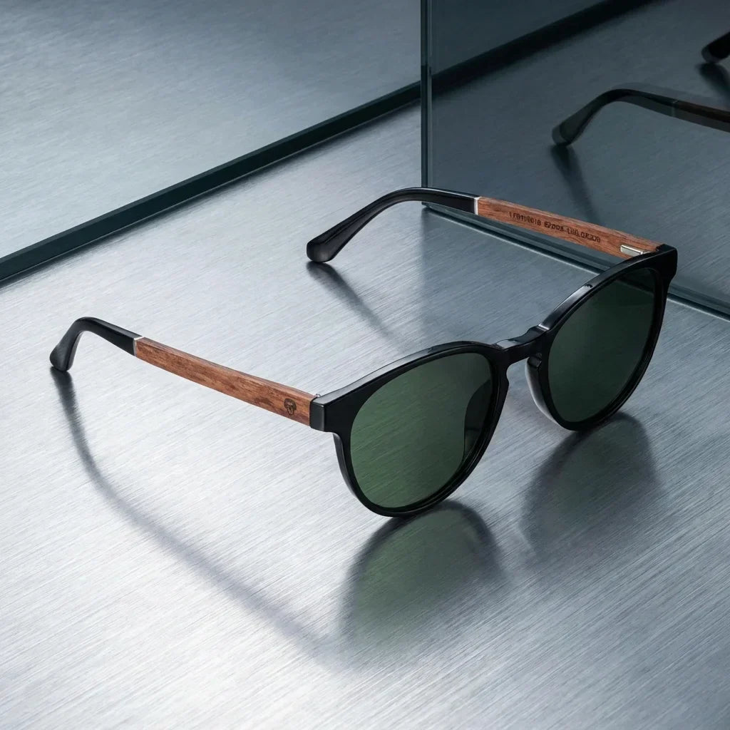 Chiloé 220 lentes de sol madera premium verde militar G15 vista frontal #color_g15
