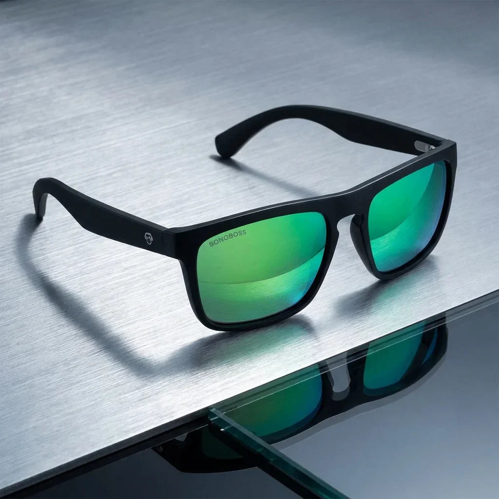 Packshot frontal Lautaro Dark lentes polarizados cristal espejado verde #color_espejado-verde
