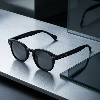 Lentes sol Waimea RPET polarizados UV400 sobre metal cepillado superficie industrial Bonoboss #color_negro
