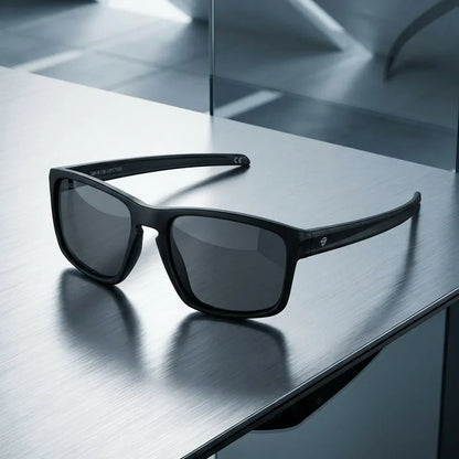 Lautaro RPET lentes de sol negro perspectiva 3/4 para hombre y mujer #color_negro