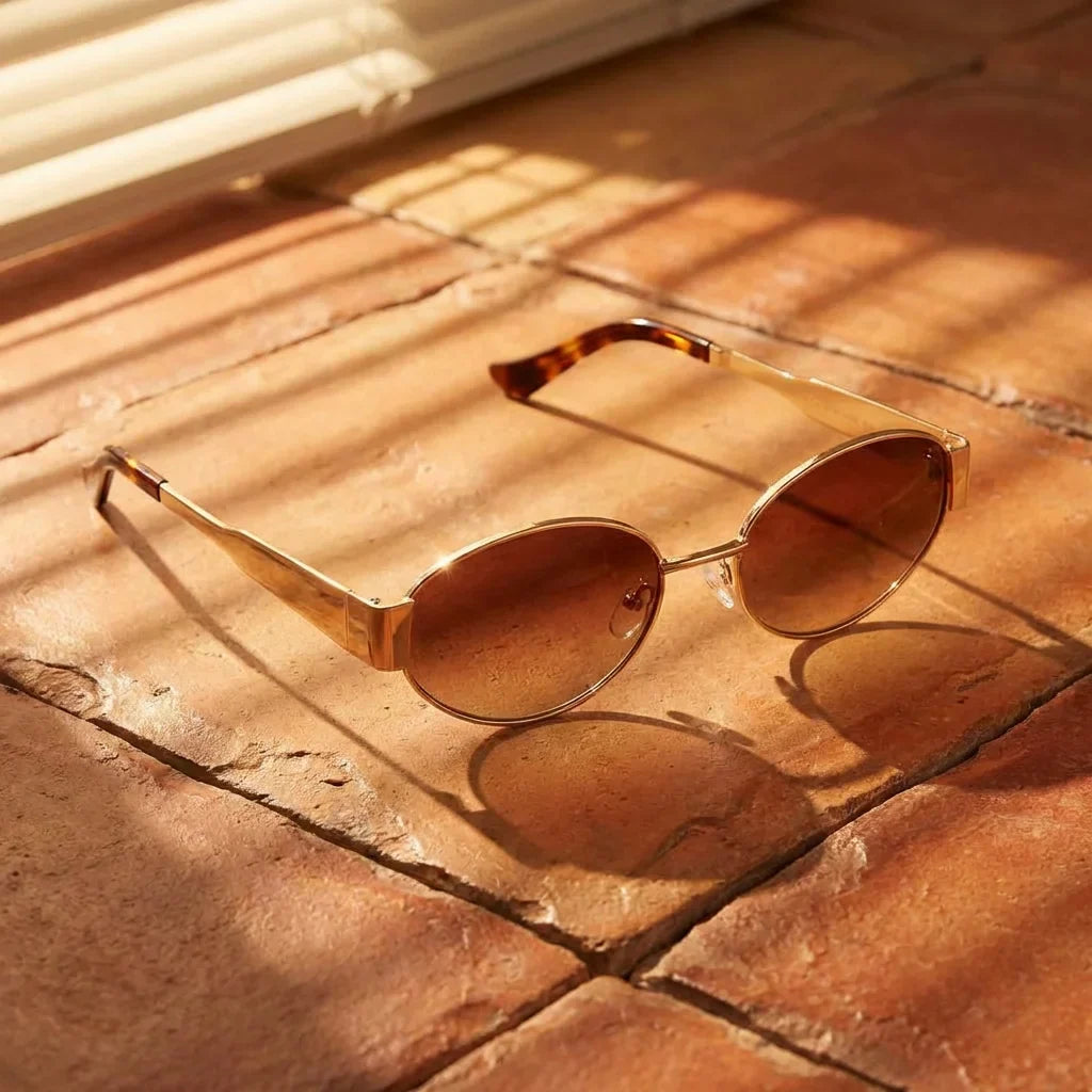 Lentes sol New Lennon polarizados UV400 bio-acetato brown sobre terracota arcilla textura calida natural Bonoboss #editorial_polarizado #color_brown