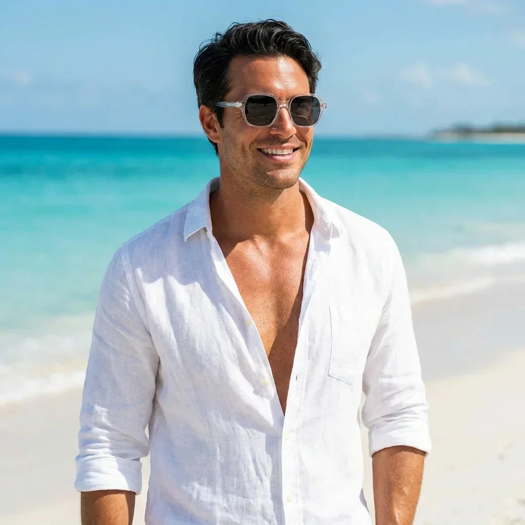 Vista frontal de Canarias gafas de sol UV400 color transparente para hombre #color_transparente