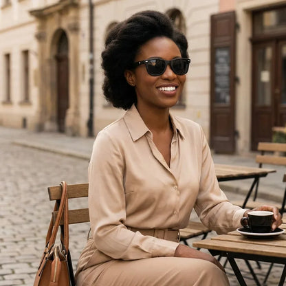 Acacio RPET gafas de sol negro diseño frontal para mujer #color_negro