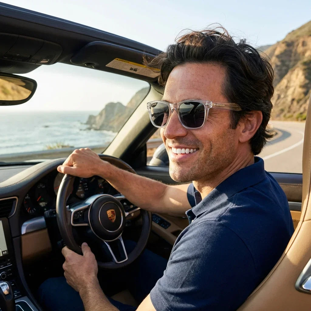 Acacia XL lentes de sol hombre premium marco transparente vista frontal #color_transparente