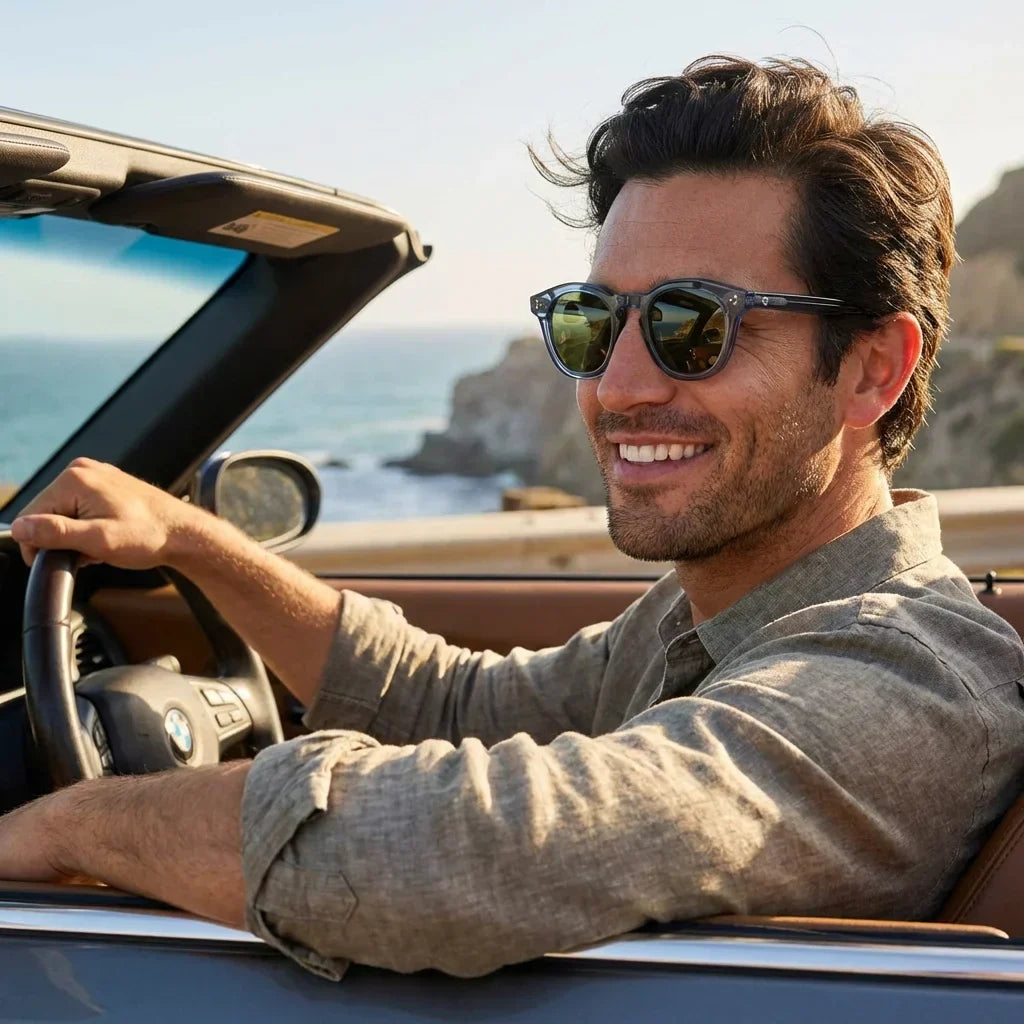 Lenga anteojos de sol azul vista frontal para hombre #color_azul