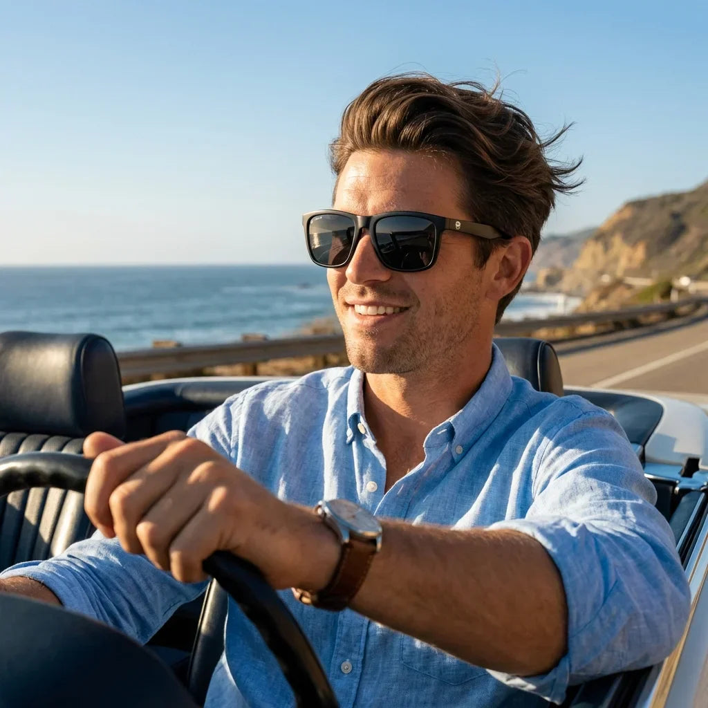 Rapanui RPET lentes de sol hombre premium negro dark vista frontal #color_dark