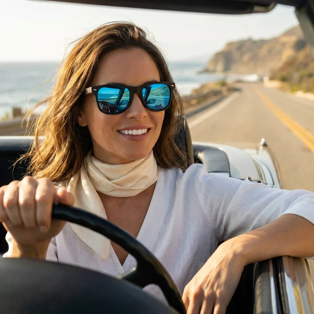 Primer plano frontal Acacia Dark gafas polarizadas tono sky #color_sky