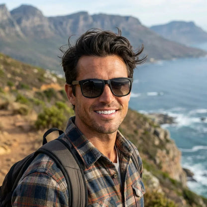 Rapanui RPET lentes polarizados negro clásico visto de frente estilo hombre #color_negro