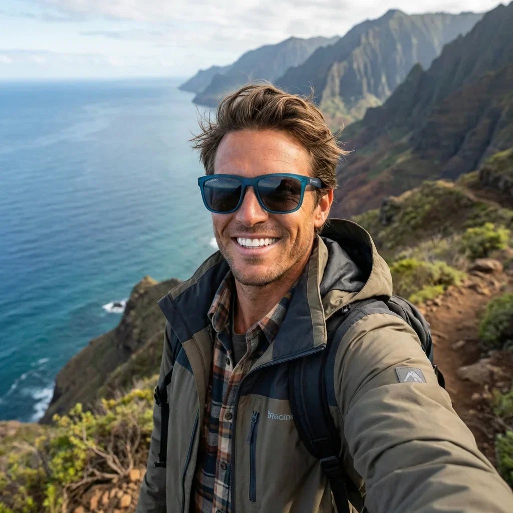 Rapanui RPET lentes de sol mujer con acabado premium vista frontal tono ocean #color_ocean