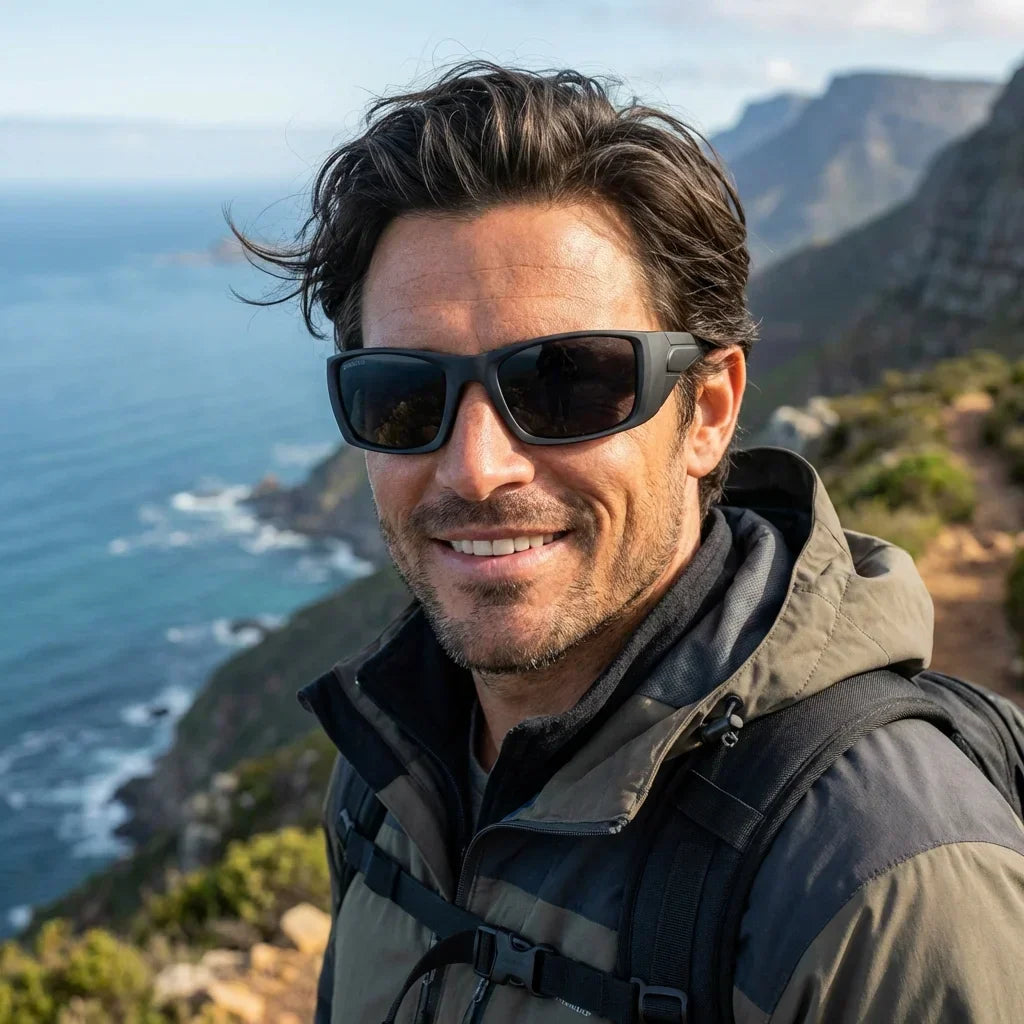 Salmon Seeker lentes de sol negro diseño frontal para hombre #color_dark